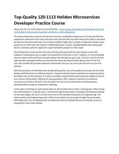 Top-Quality 1Z0-1113 Helidon Microservices Developer Practice Course