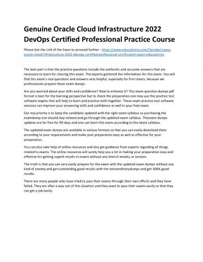 Oracle Cloud Infrastructure 2022 DevOps Certified Professional