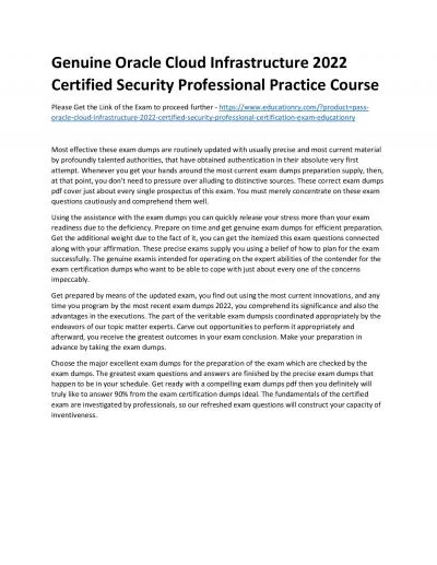 Oracle Cloud Infrastructure 2022 Certified Security Professional