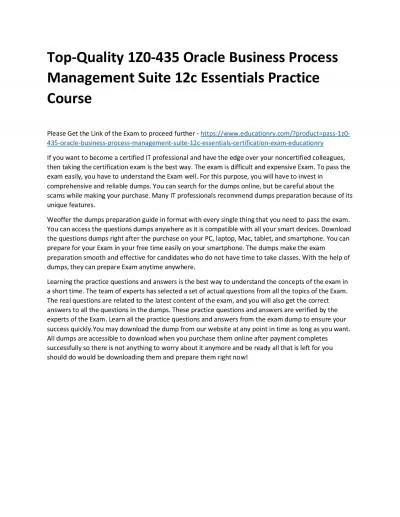 1Z0-435 Oracle Business Process Management Suite 12c Essentials