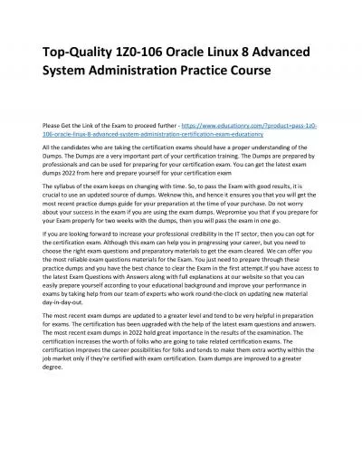 1Z0-106 Oracle Linux 8 Advanced System Administration