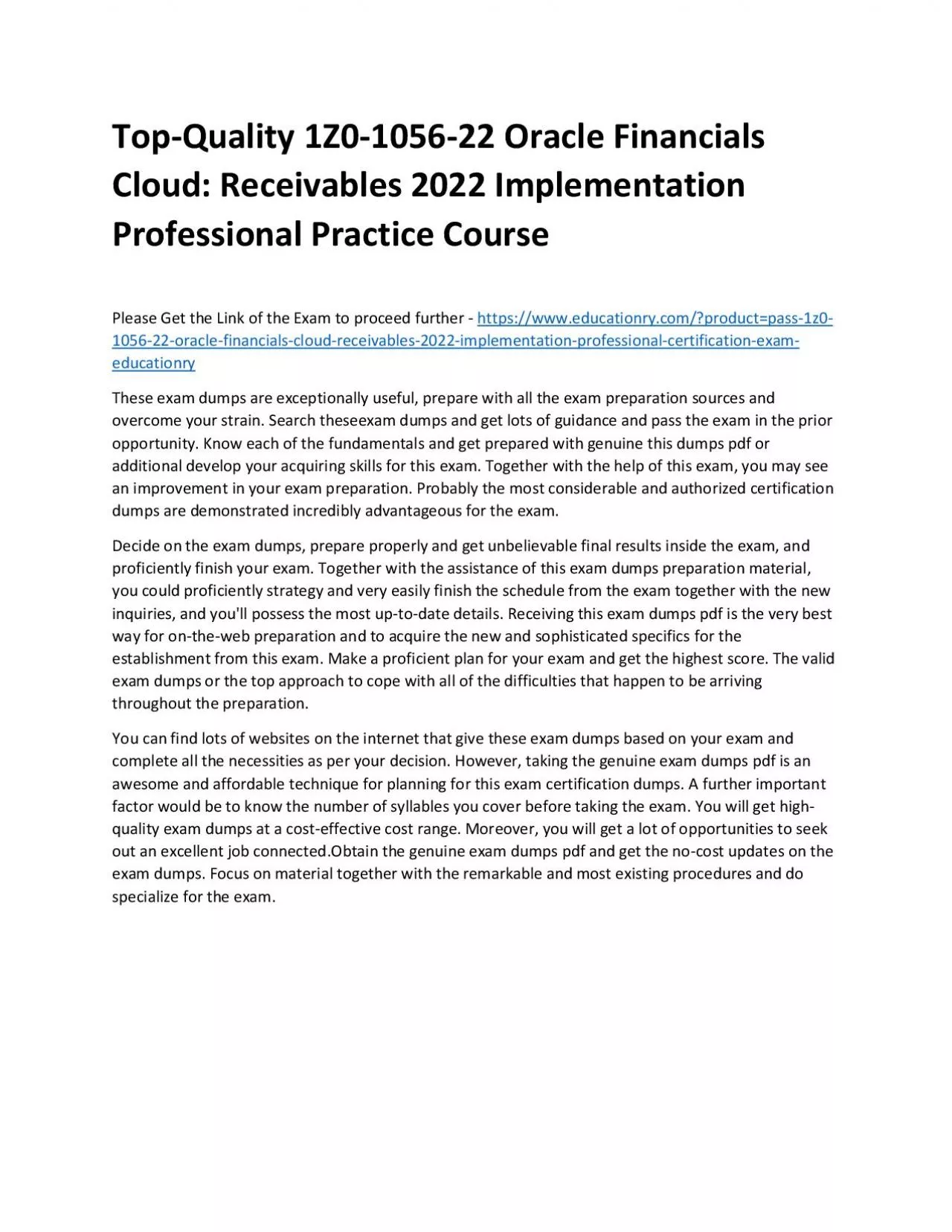 1Z0-1056-22 Oracle Financials Cloud: Receivables 2022 Implementation Professional
