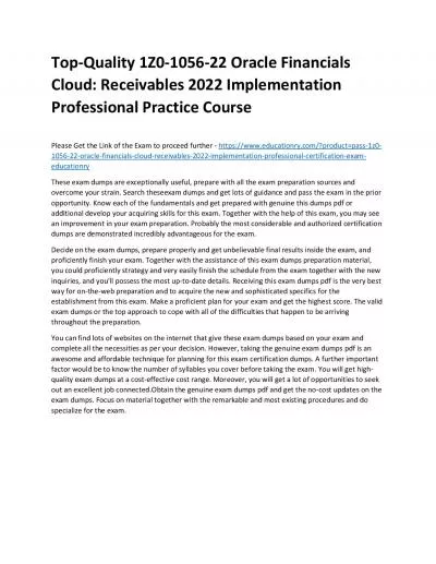 1Z0-1056-22 Oracle Financials Cloud: Receivables 2022 Implementation Professional