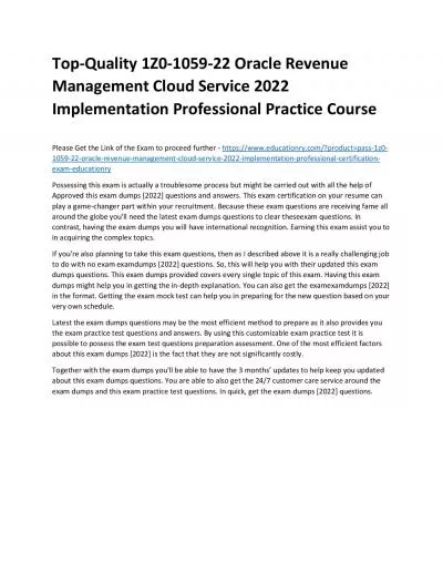 1Z0-1059-22 Oracle Revenue Management Cloud Service 2022 Implementation Professional