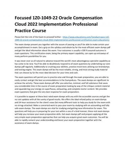 1Z0-1049-22 Oracle Compensation Cloud 2022 Implementation Professional