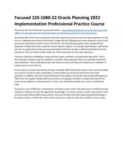 1Z0-1080-22 Oracle Planning 2022 Implementation Professional