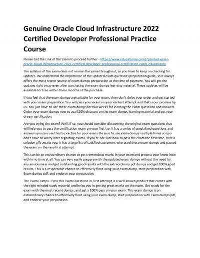 Oracle Cloud Infrastructure 2022 Certified Developer Professional