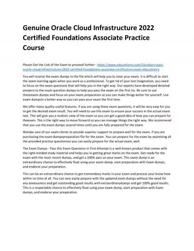 Oracle Cloud Infrastructure 2022 Certified Foundations Associate