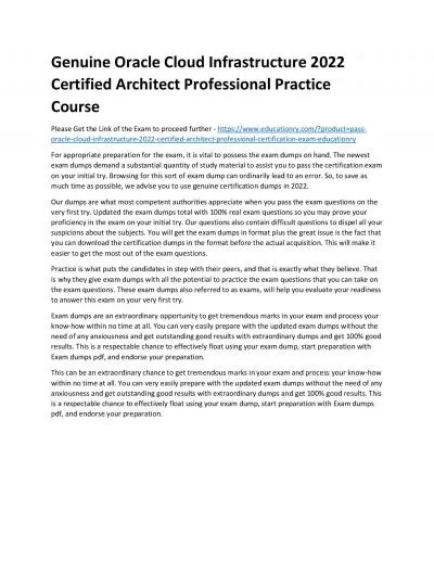 Oracle Cloud Infrastructure 2022 Certified Architect Professional