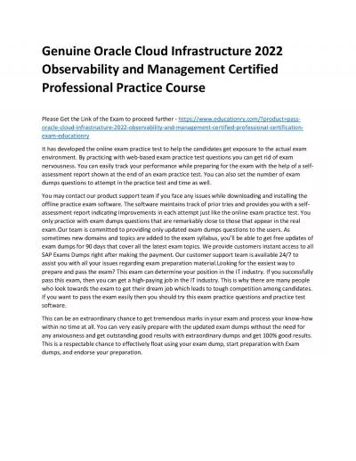 Oracle Cloud Infrastructure 2022 Observability and Management Certified Professional