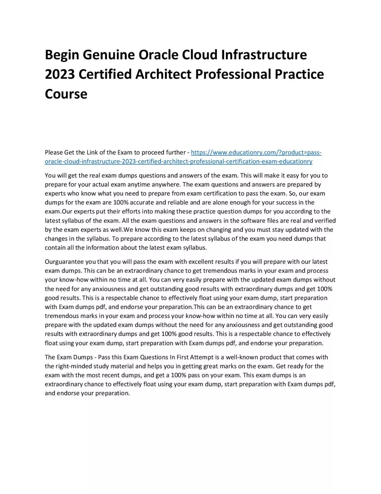 PDF-Oracle Cloud Infrastructure 2023 Certified Architect Professional