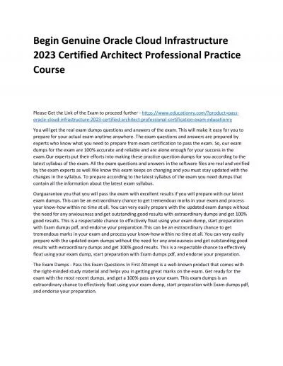 Oracle Cloud Infrastructure 2023 Certified Architect Professional