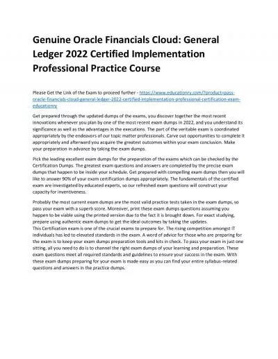 Oracle Financials Cloud: General Ledger 2022 Certified Implementation Professional
