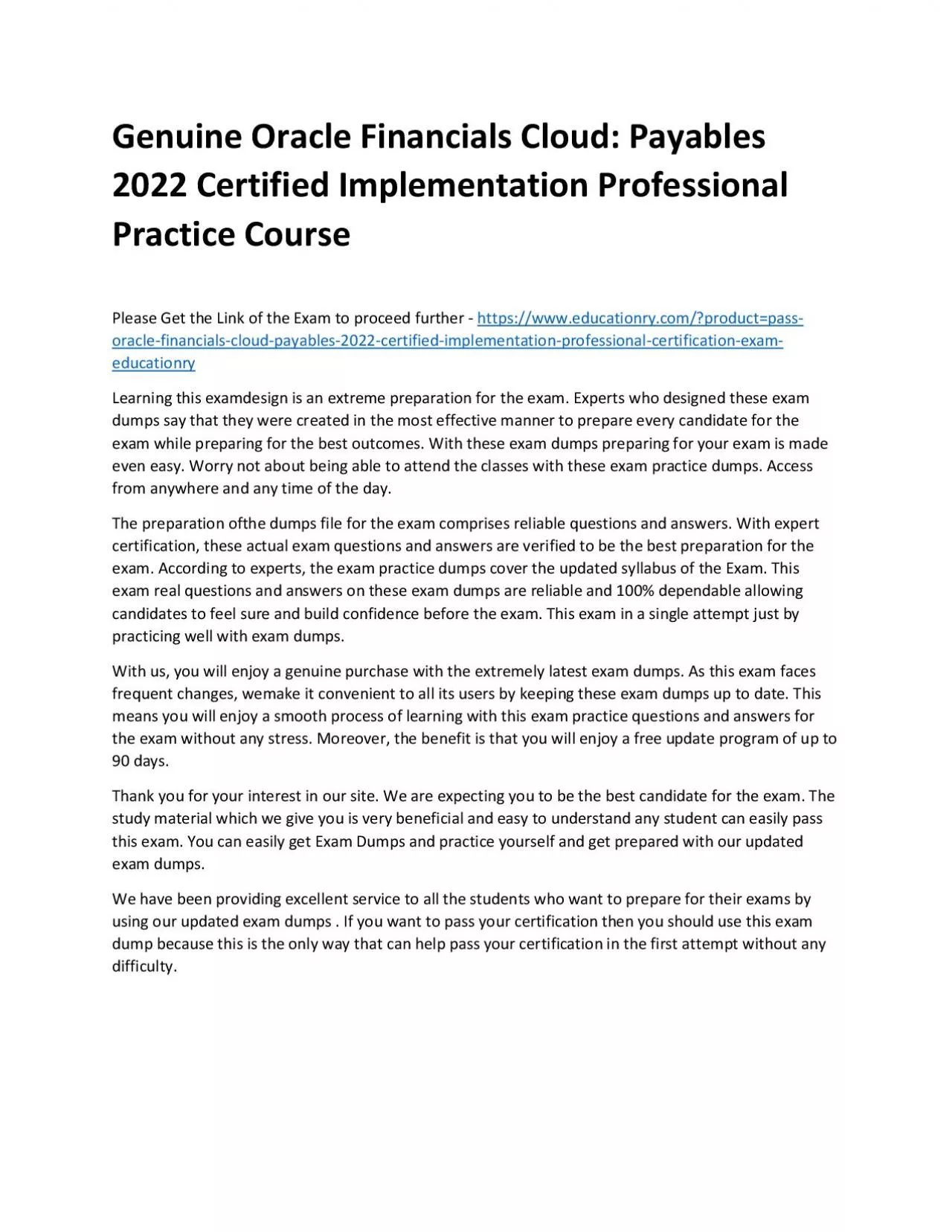 Oracle Financials Cloud: Payables 2022 Certified Implementation Professional