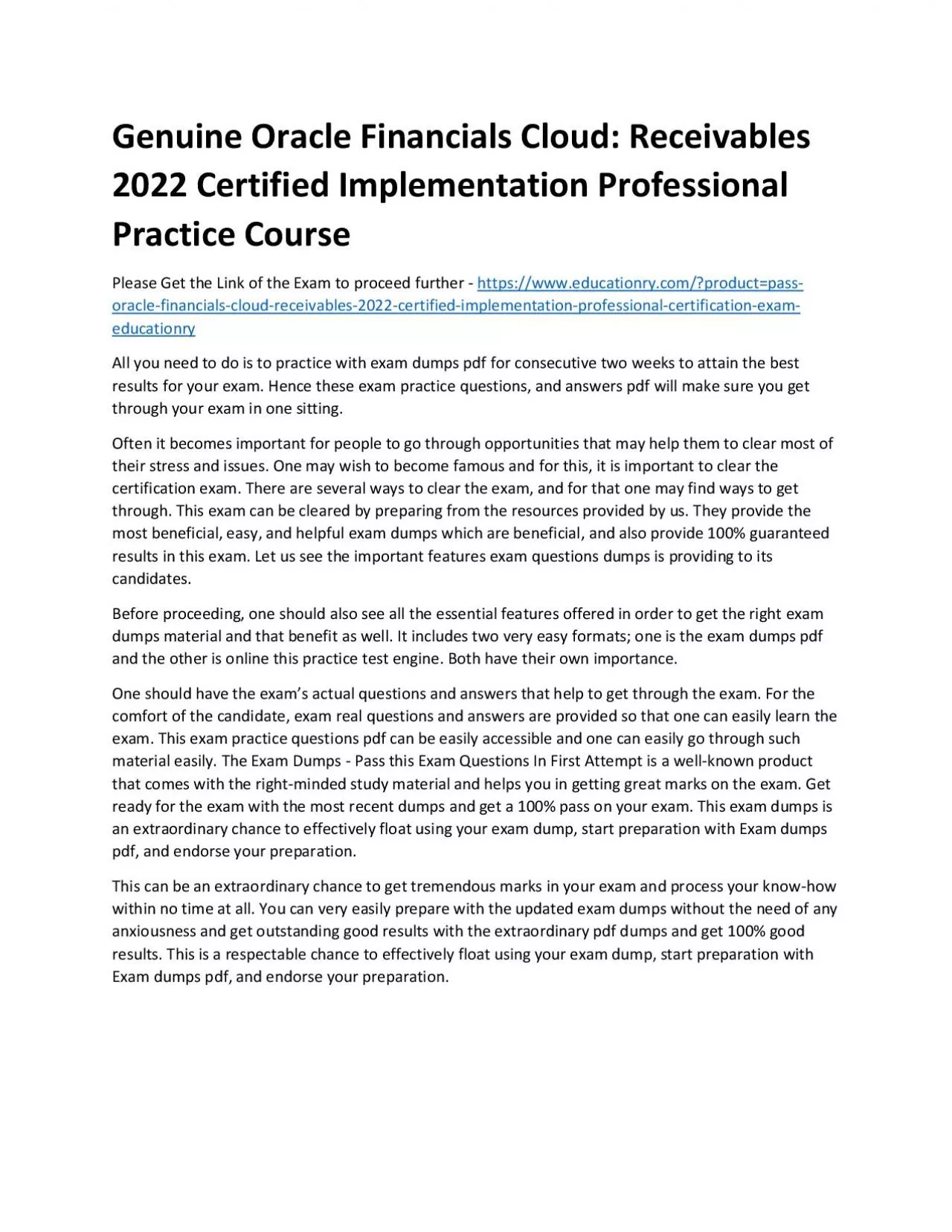 Oracle Financials Cloud: Receivables 2022 Certified Implementation Professional