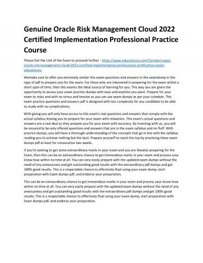 Oracle Risk Management Cloud 2022 Certified Implementation Professional