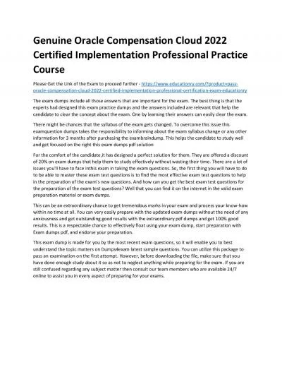 Oracle Compensation Cloud 2022 Certified Implementation Professional