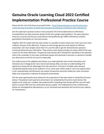 Oracle Learning Cloud 2022 Certified Implementation Professional