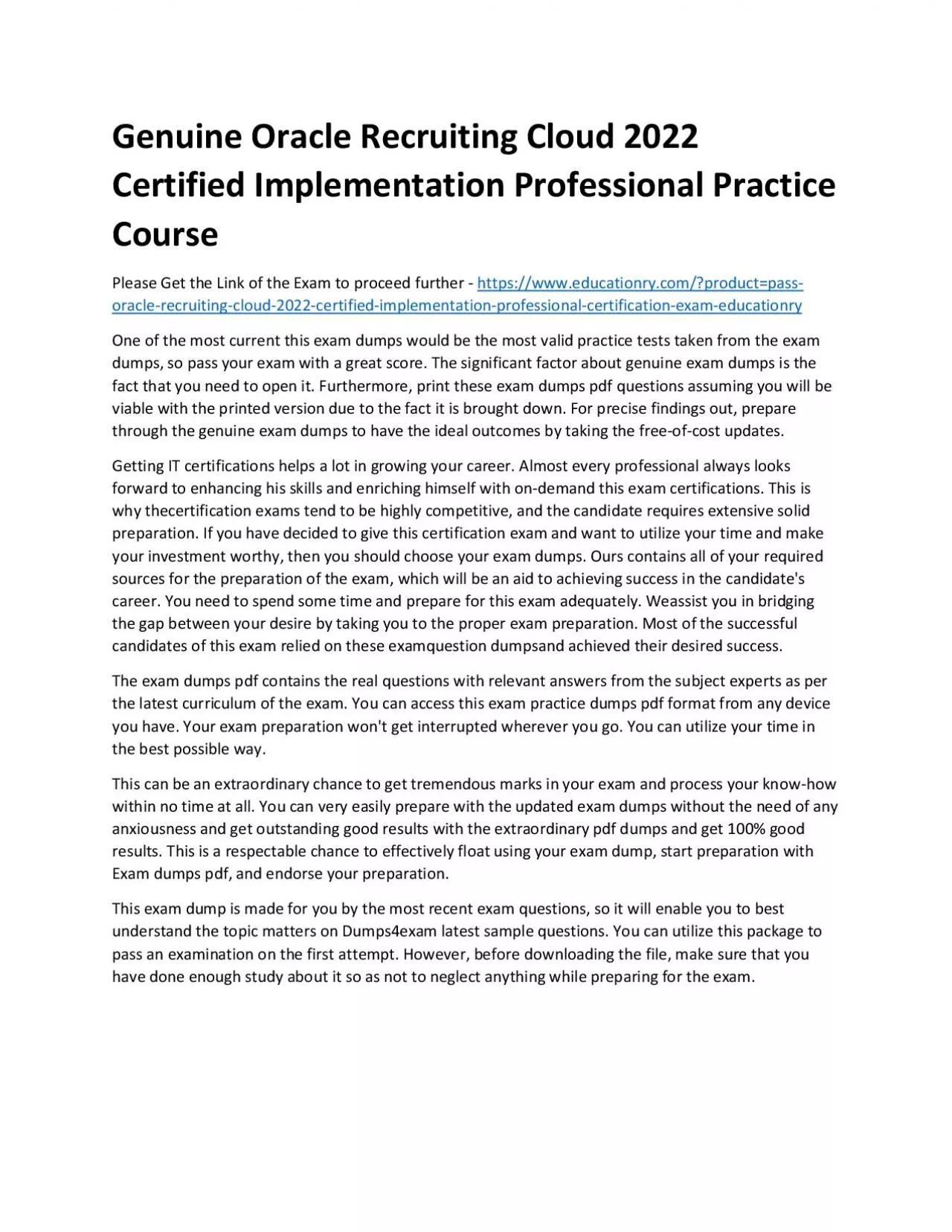 PDF-Oracle Recruiting Cloud 2022 Certified Implementation Professional