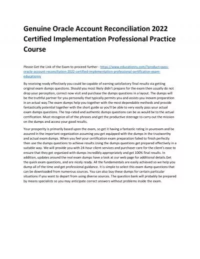 Oracle Account Reconciliation 2022 Certified Implementation Professional