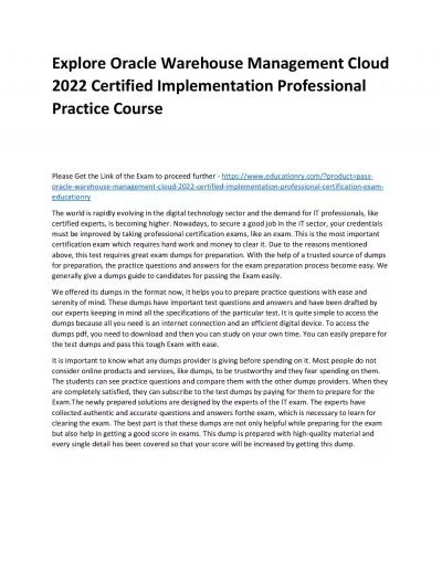 Oracle Warehouse Management Cloud 2022 Certified Implementation Professional