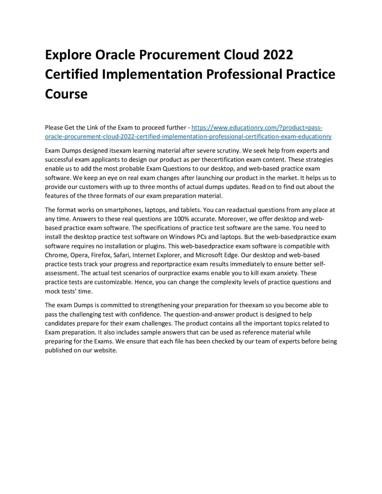 PDF-Oracle Procurement Cloud 2022 Certified Implementation Professional