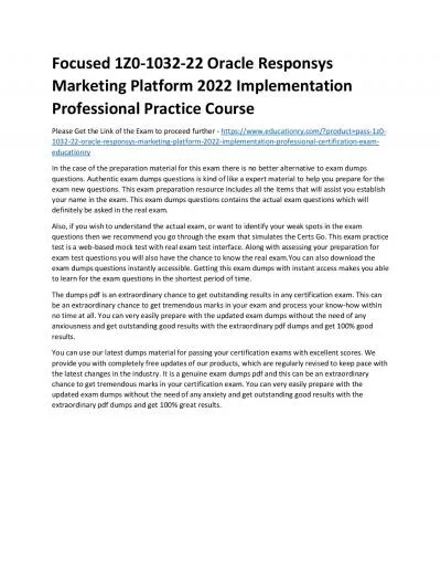 1Z0-1032-22 Oracle Responsys Marketing Platform 2022 Implementation Professional