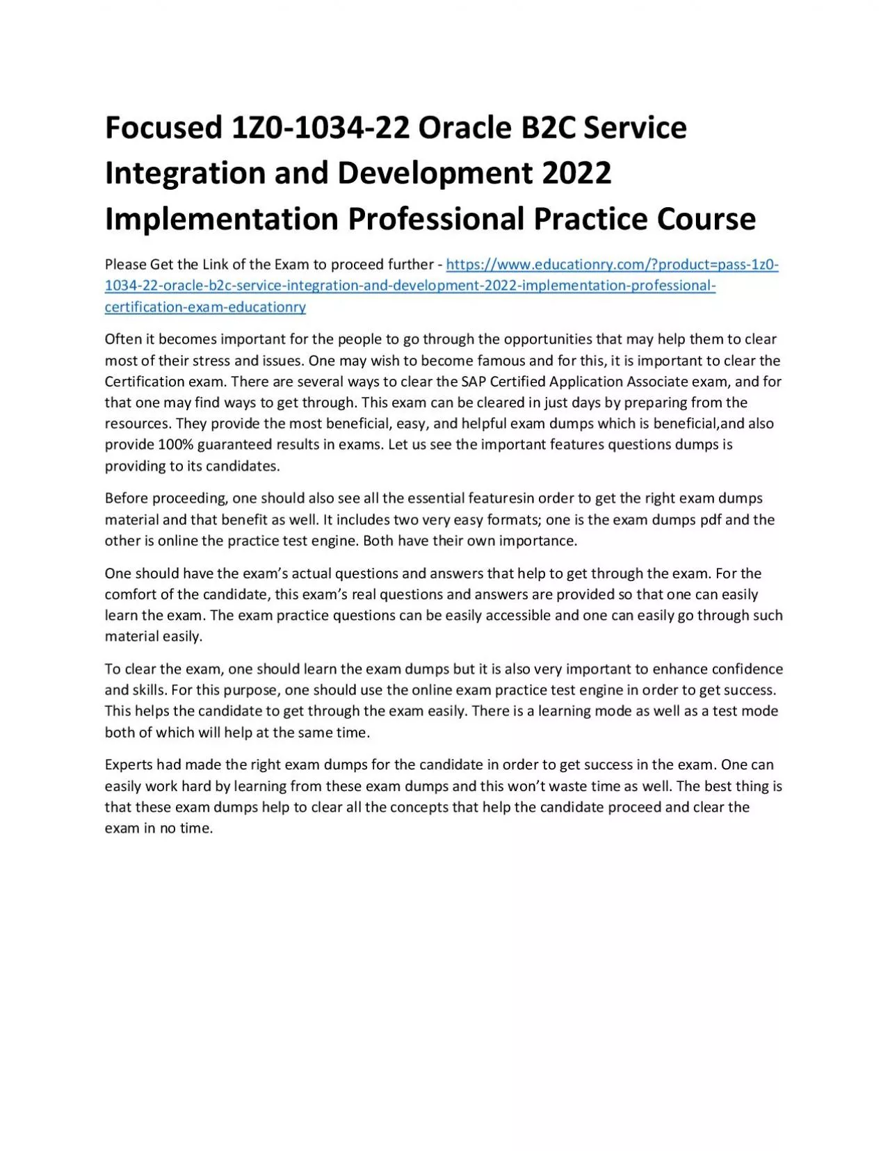 PDF-1Z0-1034-22 Oracle B2C Service Integration and Development 2022 Implementation Professional