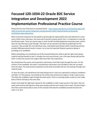 1Z0-1034-22 Oracle B2C Service Integration and Development 2022 Implementation Professional