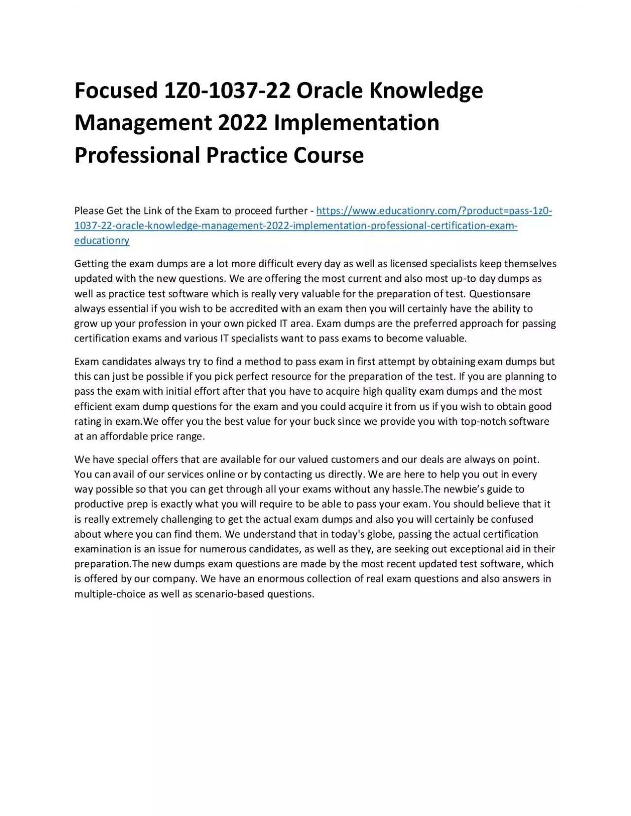 PDF-1Z0-1037-22 Oracle Knowledge Management 2022 Implementation Professional