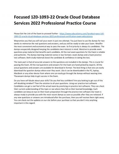 1Z0-1093-22 Oracle Cloud Database Services 2022 Professional