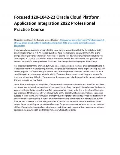 1Z0-1042-22 Oracle Cloud Platform Application Integration 2022 Professional