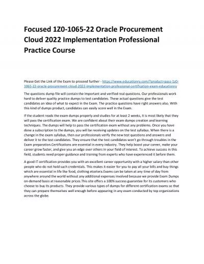 1Z0-1065-22 Oracle Procurement Cloud 2022 Implementation Professional