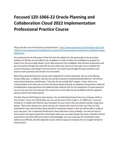 1Z0-1066-22 Oracle Planning and Collaboration Cloud 2022 Implementation Professional