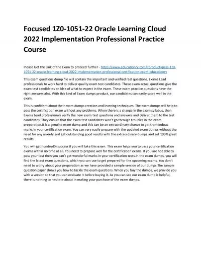 1Z0-1051-22 Oracle Learning Cloud 2022 Implementation Professional