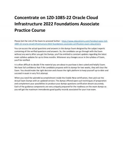 1Z0-1085-22 Oracle Cloud Infrastructure 2022 Foundations Associate