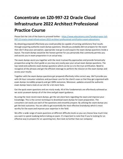 1Z0-997-22 Oracle Cloud Infrastructure 2022 Architect Professional