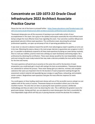 Concentrate on 1Z0-1072-22 Oracle Cloud Infrastructure 2022 Architect Associate Practice