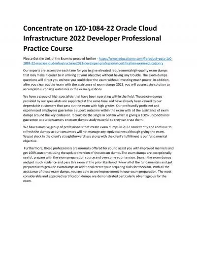 1Z0-1084-22 Oracle Cloud Infrastructure 2022 Developer Professional