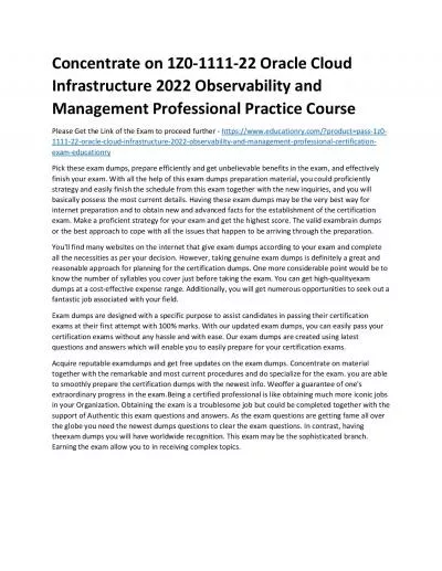 1Z0-1111-22 Oracle Cloud Infrastructure 2022 Observability and Management Professional