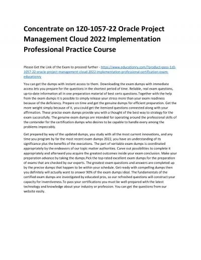 1Z0-1057-22 Oracle Project Management Cloud 2022 Implementation Professional