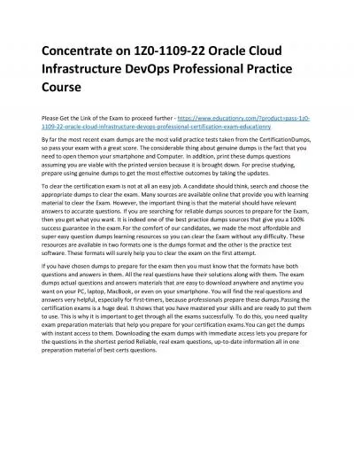 1Z0-1109-22 Oracle Cloud Infrastructure DevOps Professional