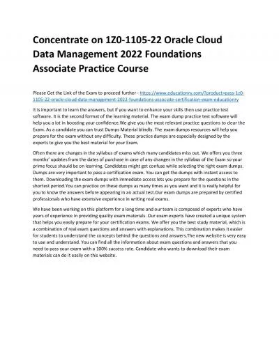 1Z0-1105-22 Oracle Cloud Data Management 2022 Foundations Associate