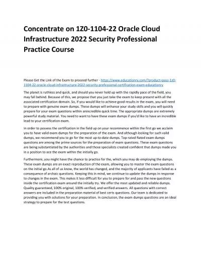 1Z0-1104-22 Oracle Cloud Infrastructure 2022 Security Professional