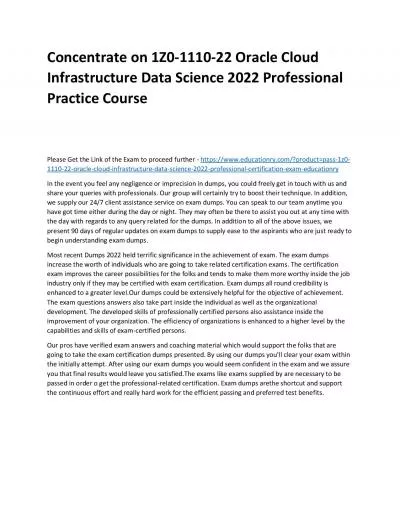 1Z0-1110-22 Oracle Cloud Infrastructure Data Science 2022 Professional