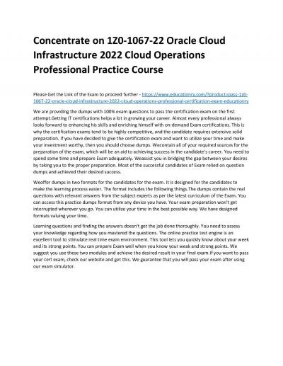 1Z0-1067-22 Oracle Cloud Infrastructure 2022 Cloud Operations Professional