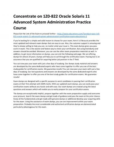 1Z0-822 Oracle Solaris 11 Advanced System Administration