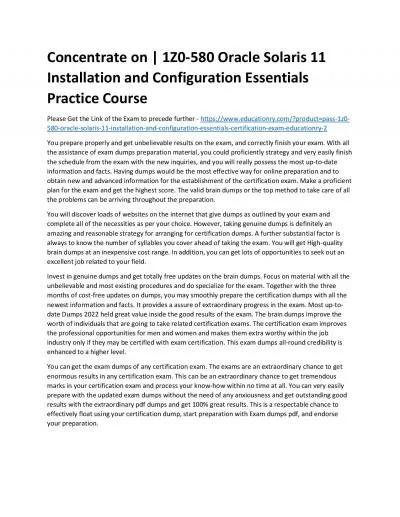 1Z0-580 Oracle Solaris 11 Installation and Configuration Essentials