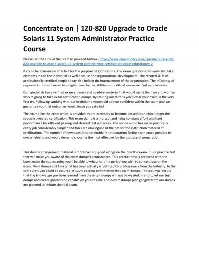 1Z0-820 Upgrade to Oracle Solaris 11 System Administrator