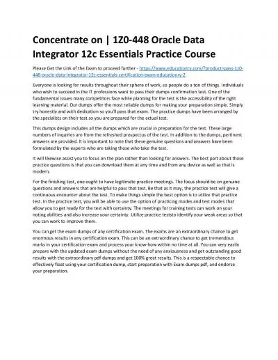 1Z0-448 Oracle Data Integrator 12c Essentials